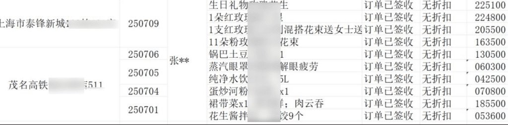 美团外卖订单的时间、地点及点餐明细检索