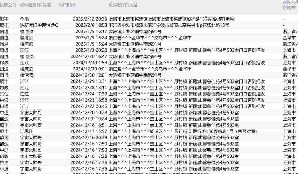饿了么外卖配送单及快递收货地址查找